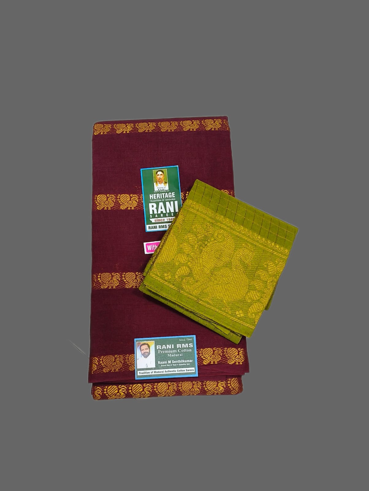 Deep Maroon Madurai Sungudi Jari Veldhari Cotton Saree with Peacock Zari Border