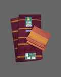 Deep Maroon Madurai Sungudi Jari Veldhari Cotton Saree with Traditional Zari Border