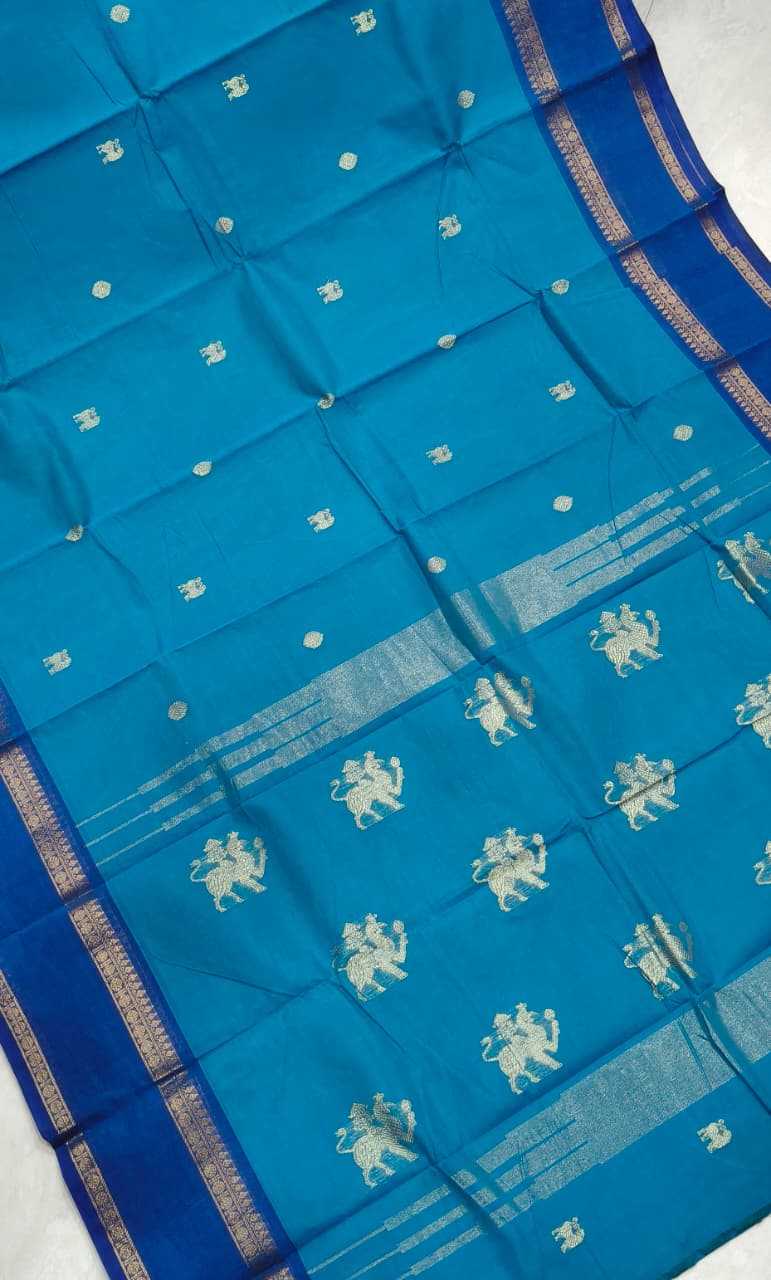 Kanchi Cotton - Rich Cotton - Blue - Big Border - R6081K/01