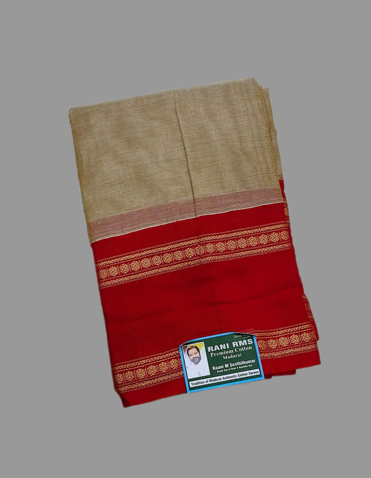 Kanchi Cotton - Rich Cotton - Beige - Red Border