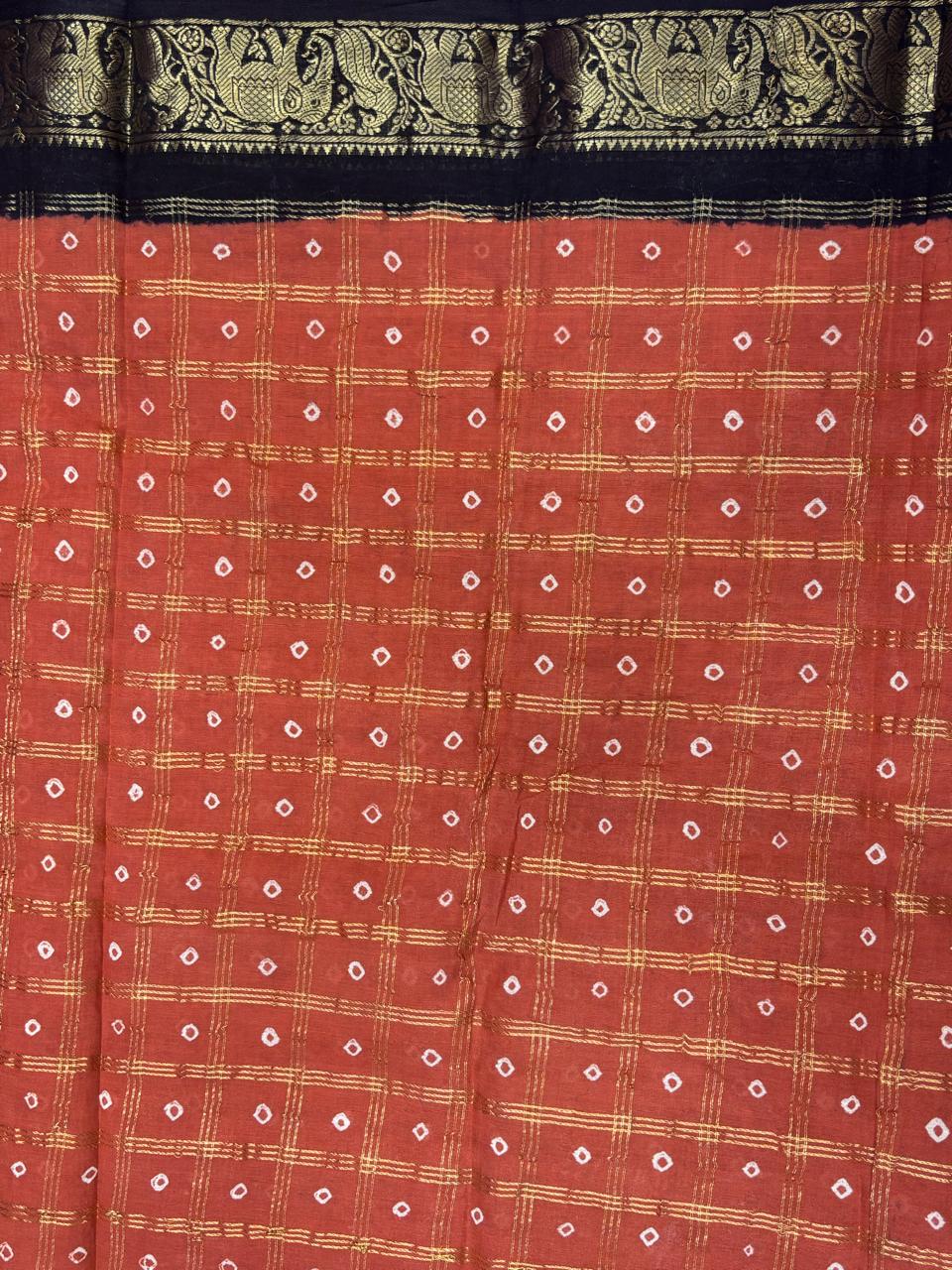 Handloom Saree with Kaikattu Design - Orange