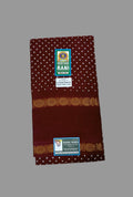 Deep Maroon Madurai Sungudi Cotton Saree with Golden Zari Self Rettapet Border