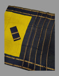 Bright Yellow Madurai Sungudi Cotton Saree with Dark Blue Contrast Rettapet Border