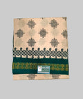 Sungudi Saree - Block Print - Beige - Kolam Motif - Rangoli