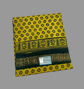 Sungudi Saree - Block Print - Lime Yellow - Floral Motif