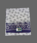 Off-White Madurai Sungudi Cotton Saree with Indigo Blue Batik Print