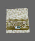 Off-White Madurai Sungudi Cotton Saree with Golden Olive Floral Batik Print